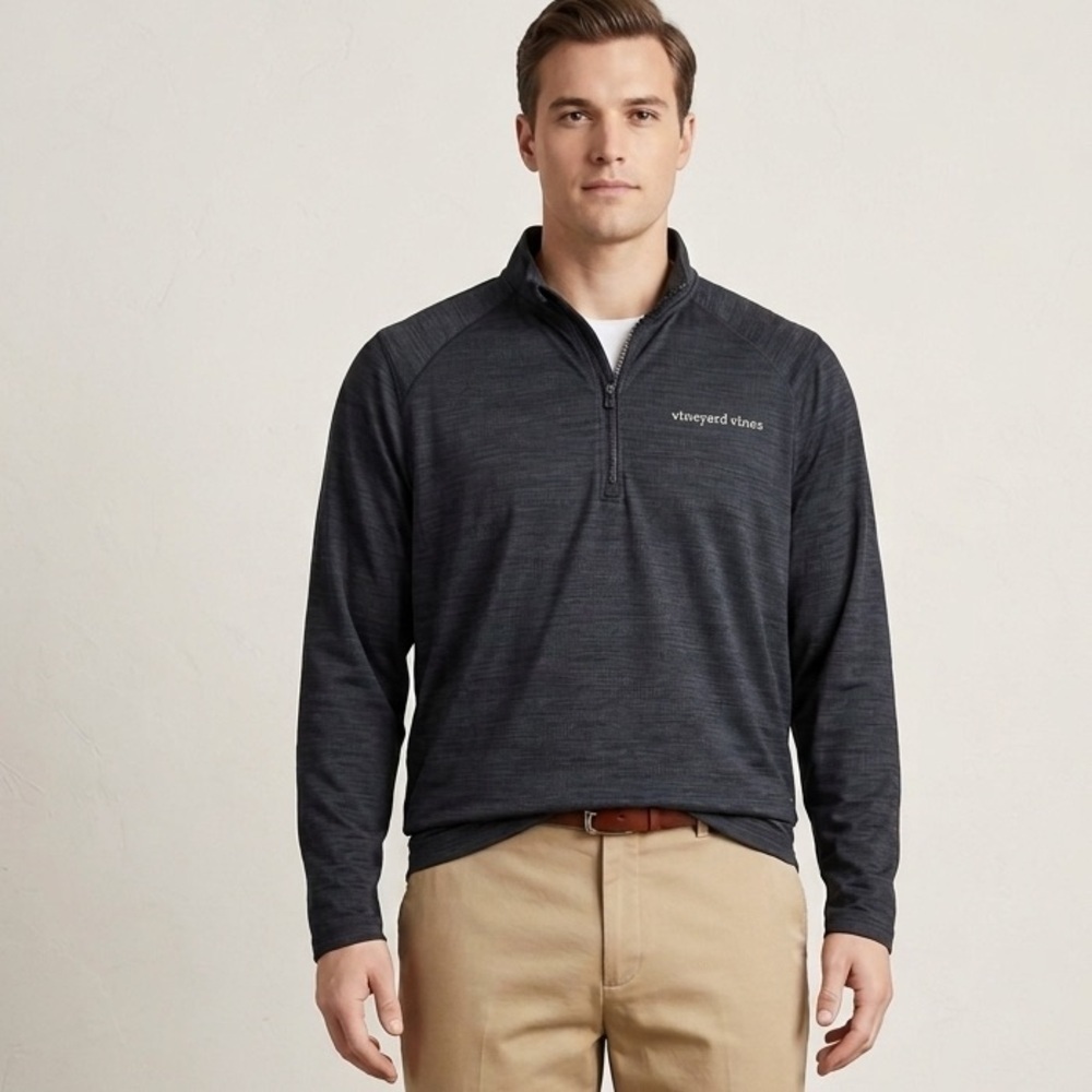 Men's vineyard vines Quarter-Zip Sankaty Grid Pullover Long Sleeve Shirt - xxl